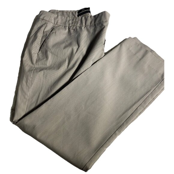 Fiona Apostrophe Tan Cream Vertical Mini Striped Size 18 Career Dress Pants - Picture 1 of 12